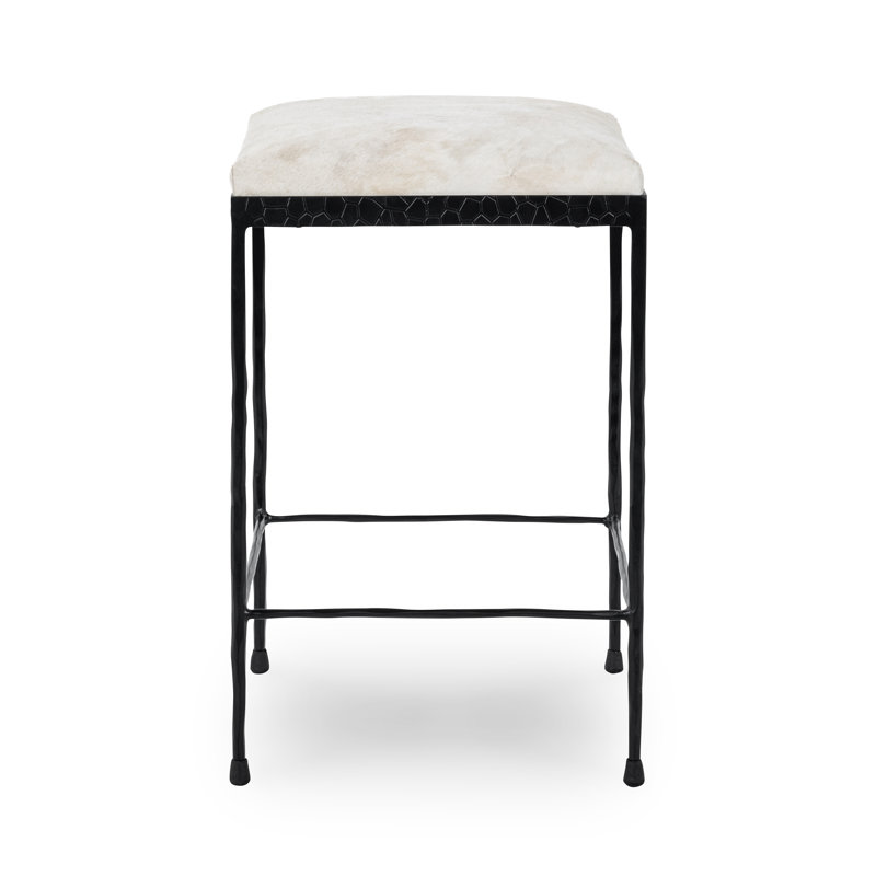 Bose Leather Counter Stool, Ivory/Black