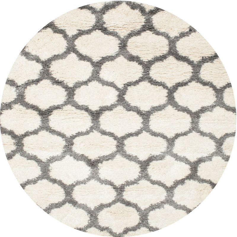 Tapis contemporain coquillage / gris, Rond 8 pi
