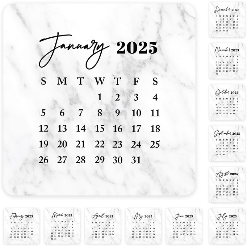 Ensemble de petites planches de marbre en marbre pour mini calendrier 2025