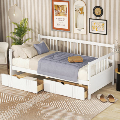 Lit de jour simple polyvalent fabriqué en bois avec deux tiroirs spacieux pour la détente et une utilisation efficace de l'espace