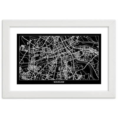 City Map of Warsaw 1 Piece Single Picture Frame Wall Art