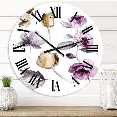 Fleurs sauvages roses et oranges - Horloge murale traditionnelle