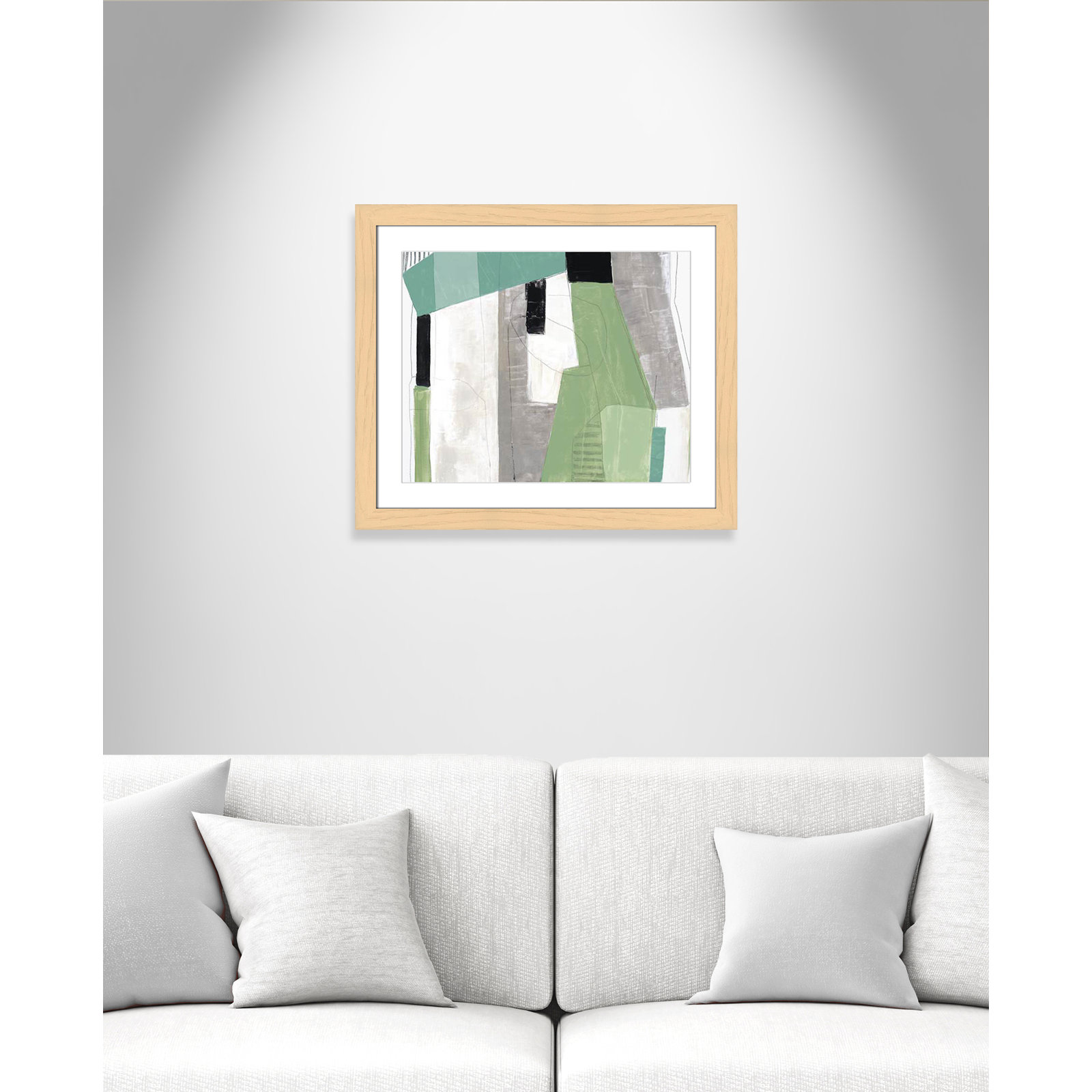 Evergreen Essence Print, 23" H x 27" W x 1.25" D, Natural Cube Frame - Matted Fine Art Paper Print, White
