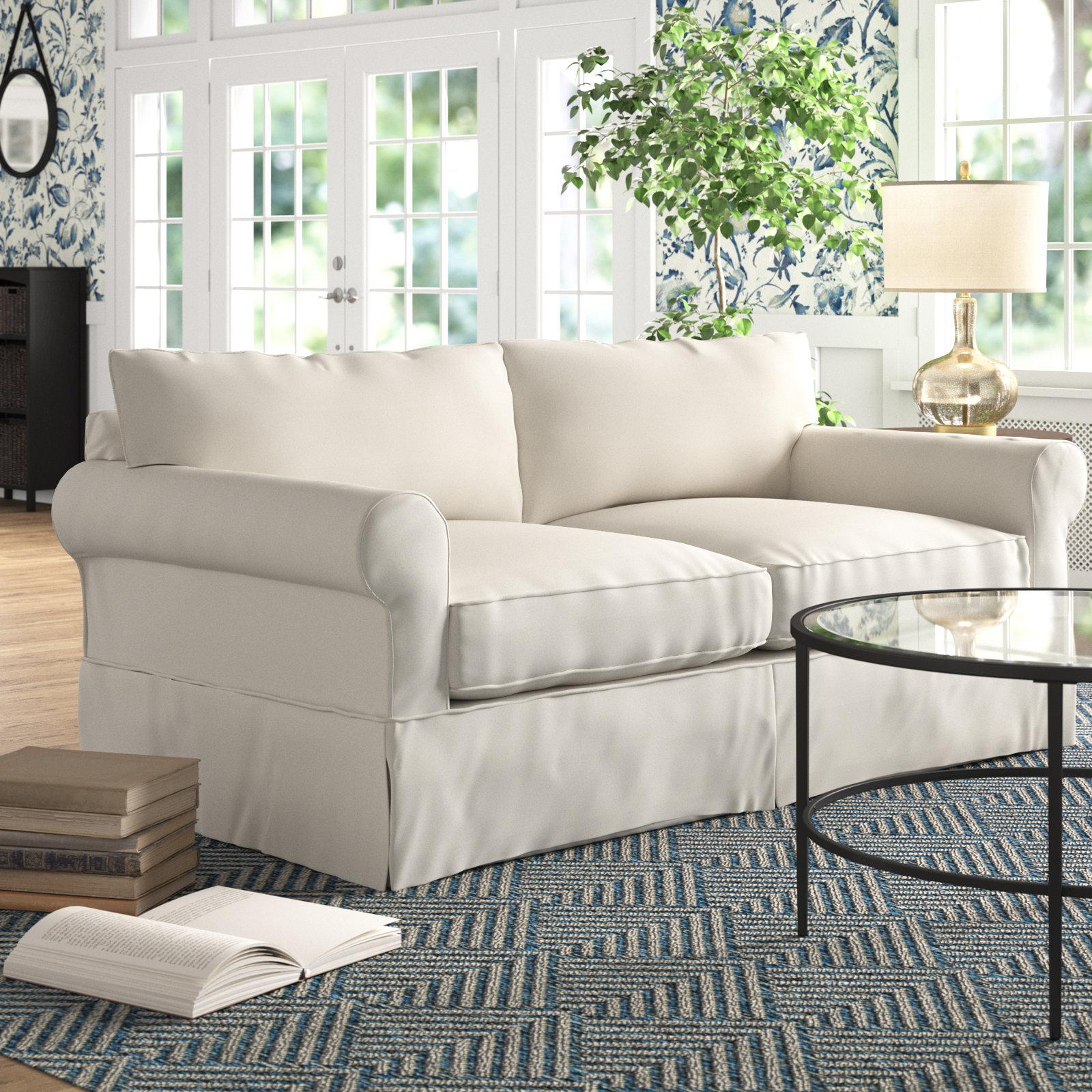 Amari 83'' Slipcovered Sofa, Classic Bleach White Twill