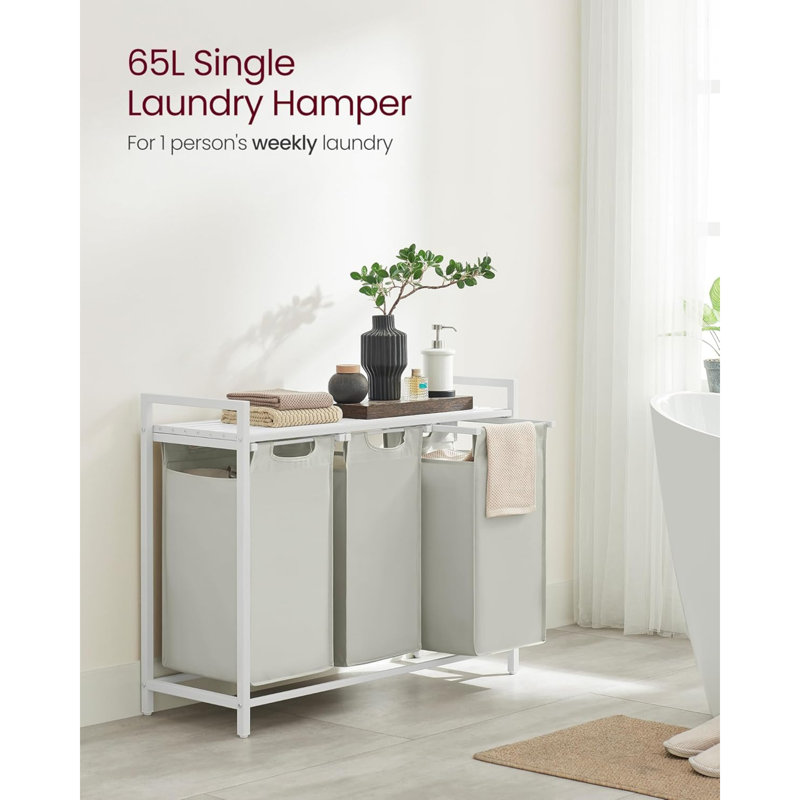Bamboo Laundry Room Organiser, White/Cream