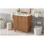 Meuble-lavabo traditionnel de 29,9 po avec lavabo en céramique, pieds en bois, tablette ajustable en U en panneau de fibres à densité moyenne, portes à fermeture en douceur et rangement compact