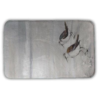 Two sandpipiers birds Bath Mat with Non-Slip Backing - Quick Dry Memory Foam Bathroom Rug - Absorbent - Modern Plush Spa-Style - Machine Washable