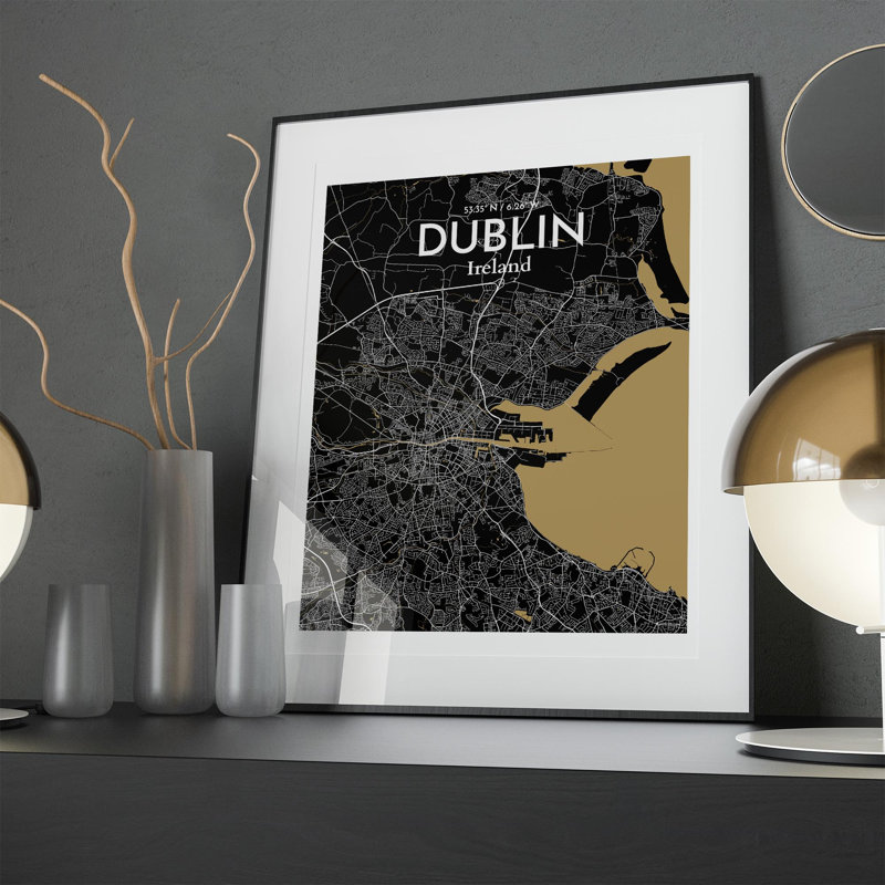 Dublin City Map In Luxe - No Frame Print, 20cm H x 16cm W x 0.05cm D