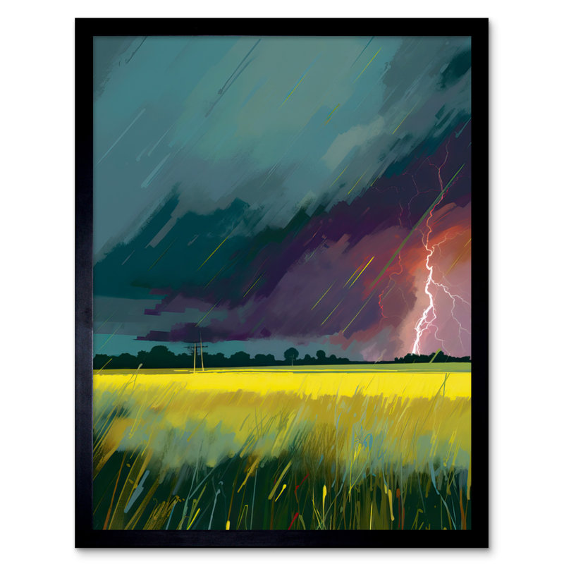 Lonaconing Lightning Strike Over an Open Countryside Field 1 Piece Single Picture Frame Wall Art
