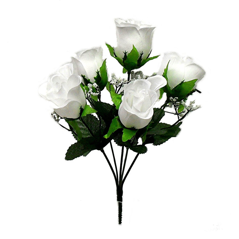 Douille de roses m. p, Blanc, H 15 po x l 15 po x P 3 po