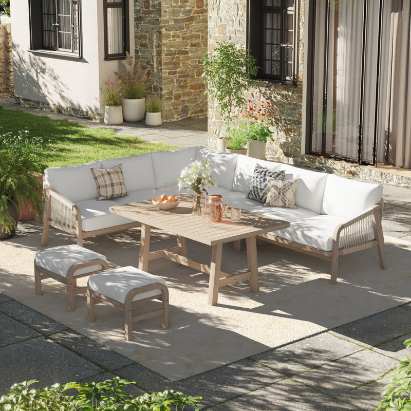 8 - Person Outdoor Seating Group With Cushions, White