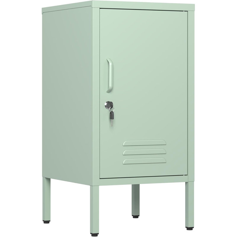 Metal Locker End Table - Modern Minimalist Side Table with 2 Adjustable Shelves, Anti-Tilt Design - Multi-Functional Storage Cabinet for Living Room & Bedroom (27.55" H x 13.78" W x 14.96" D)