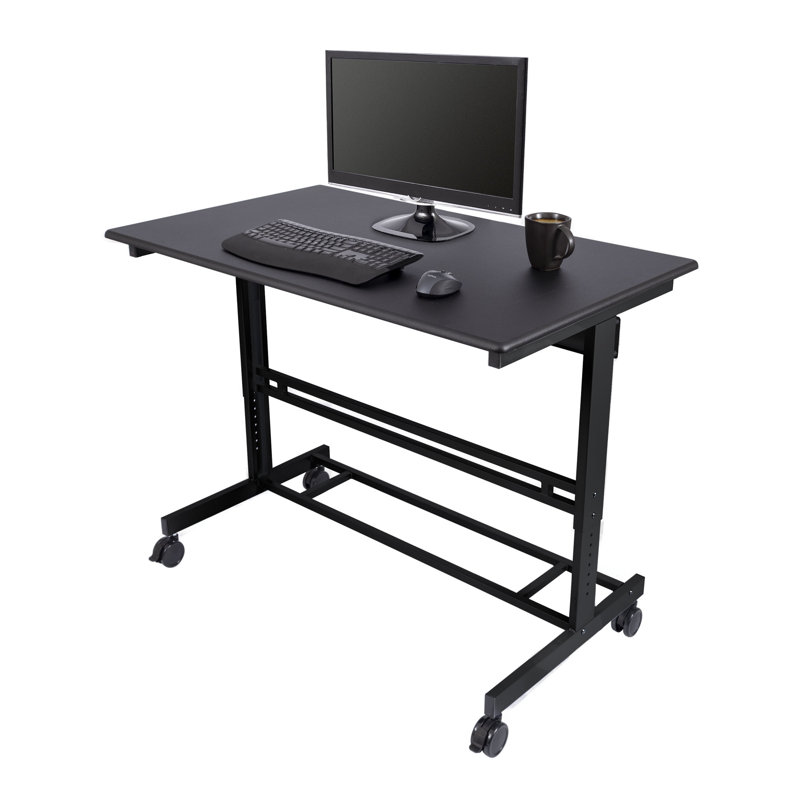Bureau debout à hauteur réglable Zarella, Noir, H 42,75 po x l 47,25 po x P 28,5 po