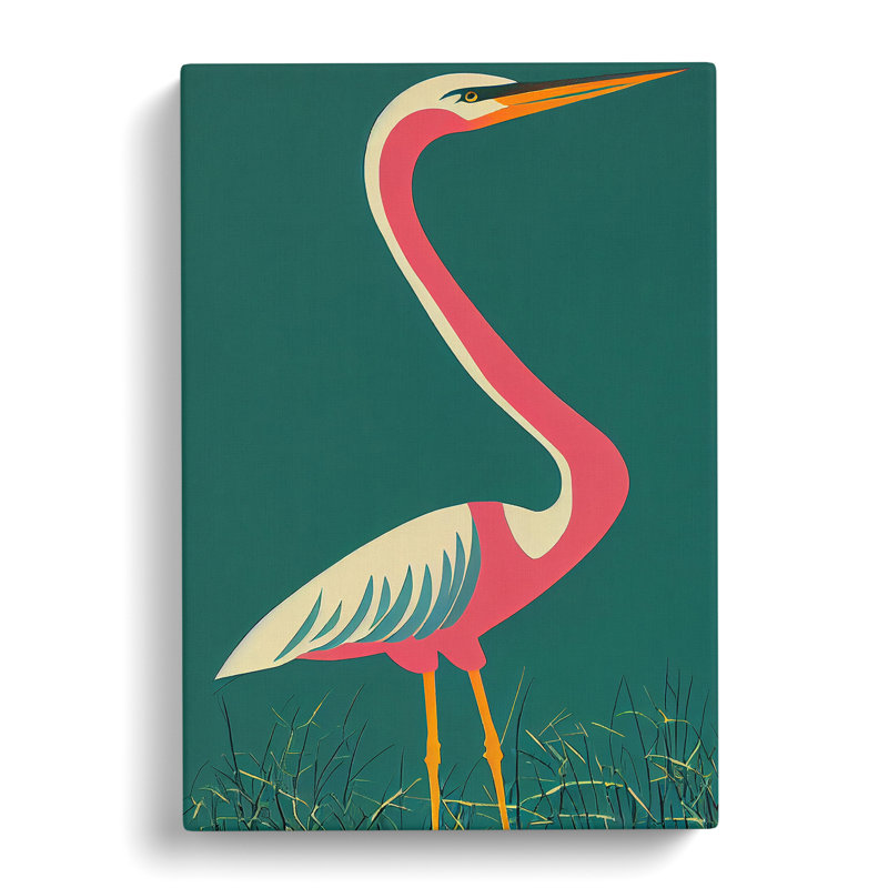 Alves Heron Bird Pop - Wrapped Canvas, 50cm H x 35cm W x 3cm D