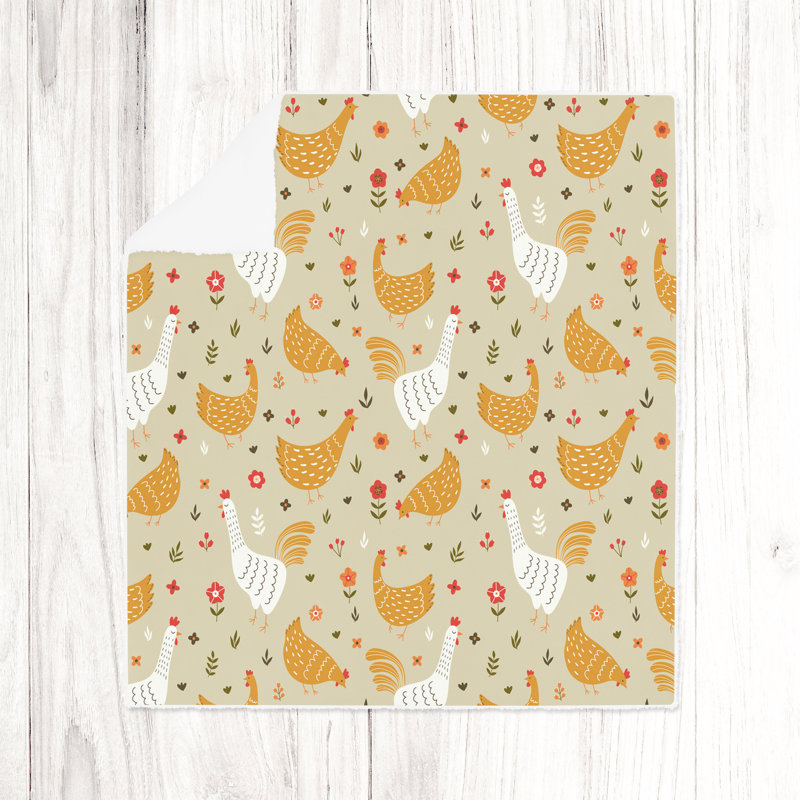 Throw Blanket, 68" W x 80" L, Animal Print/Floral, Orange/White