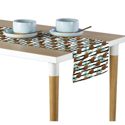 Mahoney Pinecone Stripes Table Runner