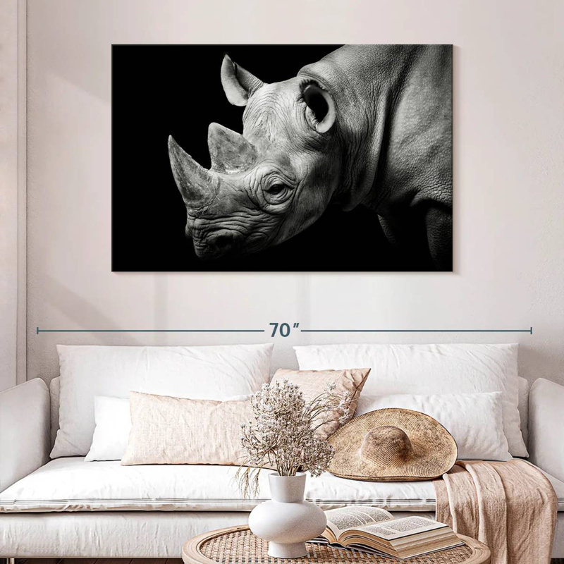 Rhino ronce en monochrome, H 32 po x l 48 po