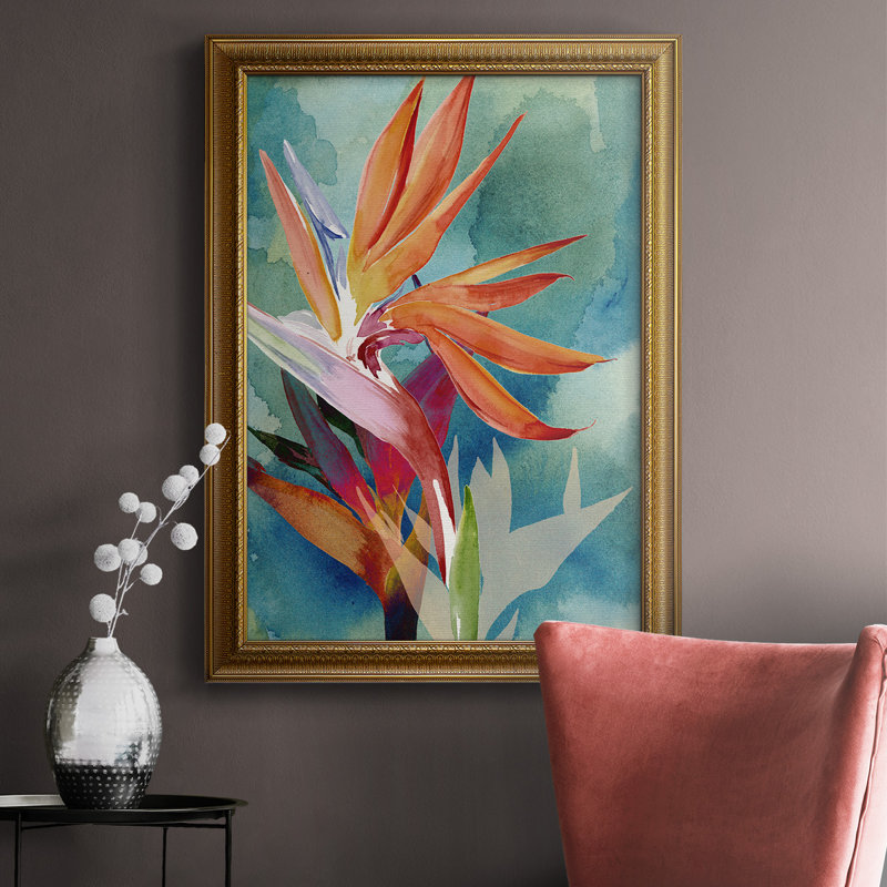 Vivid Birds Of Paradise II, toile encadrée de qualité supérieure - prête à être accrochée, H 36 po x l 24 po
