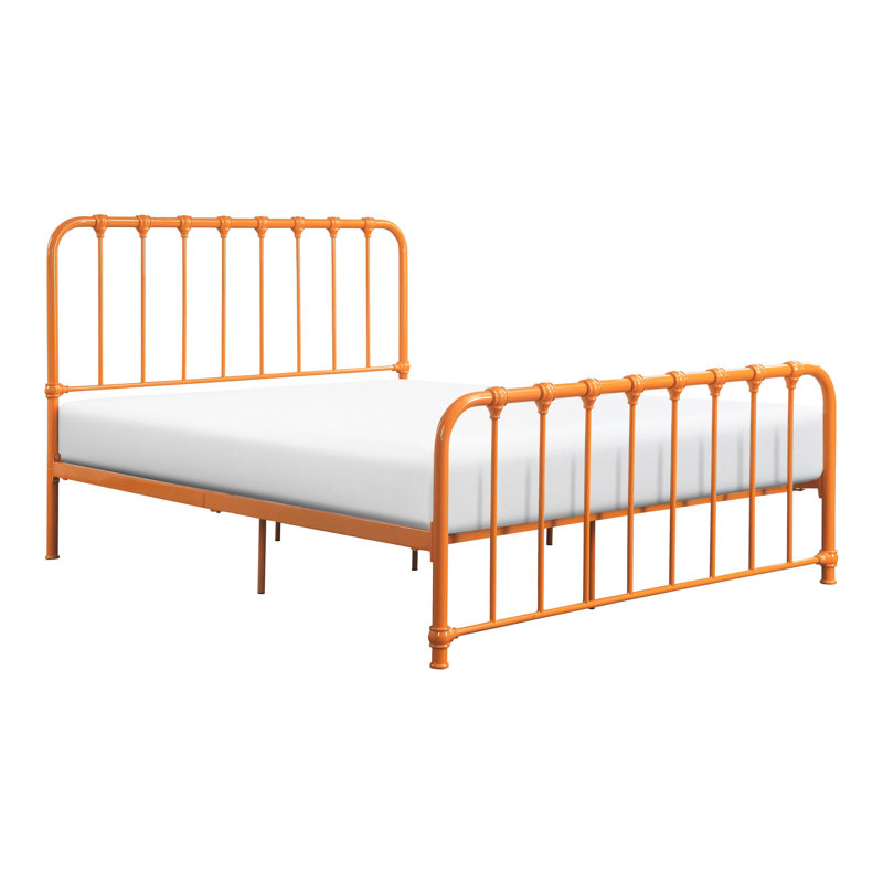 Lit plateforme double en métal avec orange énigmatique pour la chambre à coucher
