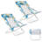 Folding Low Beach Chair, Set of 2 with Padded Head Pillow, Mesh Back, Cup Holder Blue-1933459341