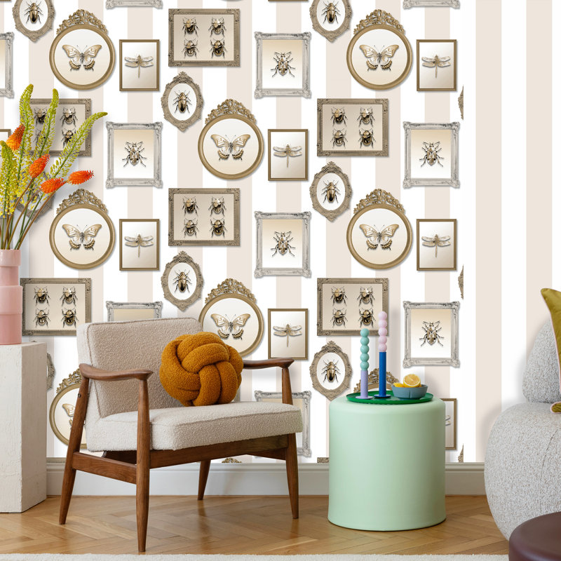 Papier peint Entomology Gallery Beige, Beige