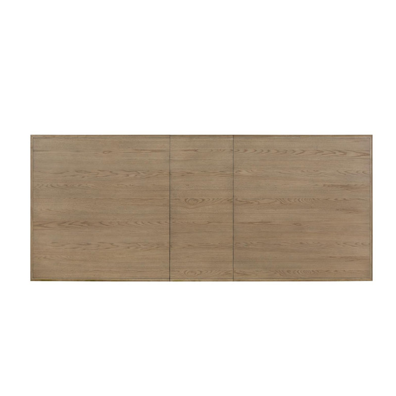 Table de salle à manger rectangulaire extensible de 203 cm (80 po), 203 cm (80 po) L x 107 cm (42 po) l x 76 cm (30 po) H, bois massif et MDF, 1 ensemble (2 boîtes), couleur blé, placage en chêne blanc américain