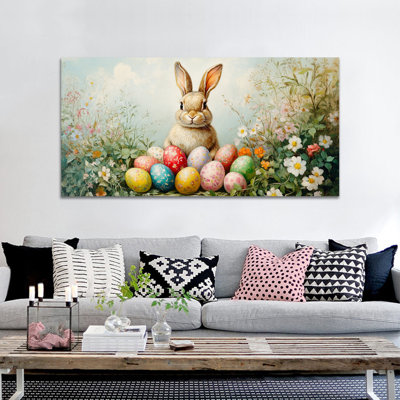  Art mural de lapin de Pâques au printemps, décoration murale de lapin de Pâques au printemps, œuf de Pâques et photos de lapin, impressions de Pâques pour le salon, la chambre d'enfant, la chambre d'enfant, la chambre de bébé