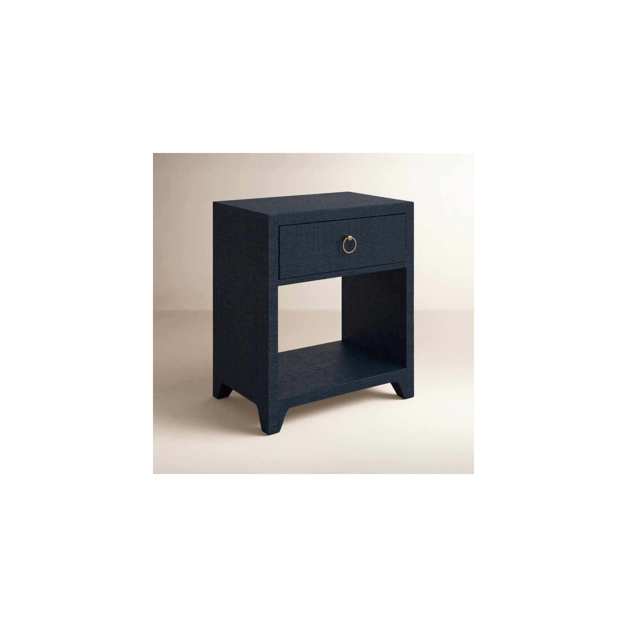 Cleo Raffia 1 - Drawer Nightstand, Navy Blue