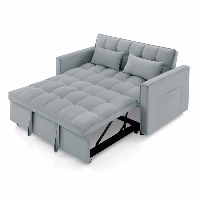 Canapé-lit polyvalent pliable de 54,33 po en 3 longueurs, canapé-lit moderne en velours, dossier réglable