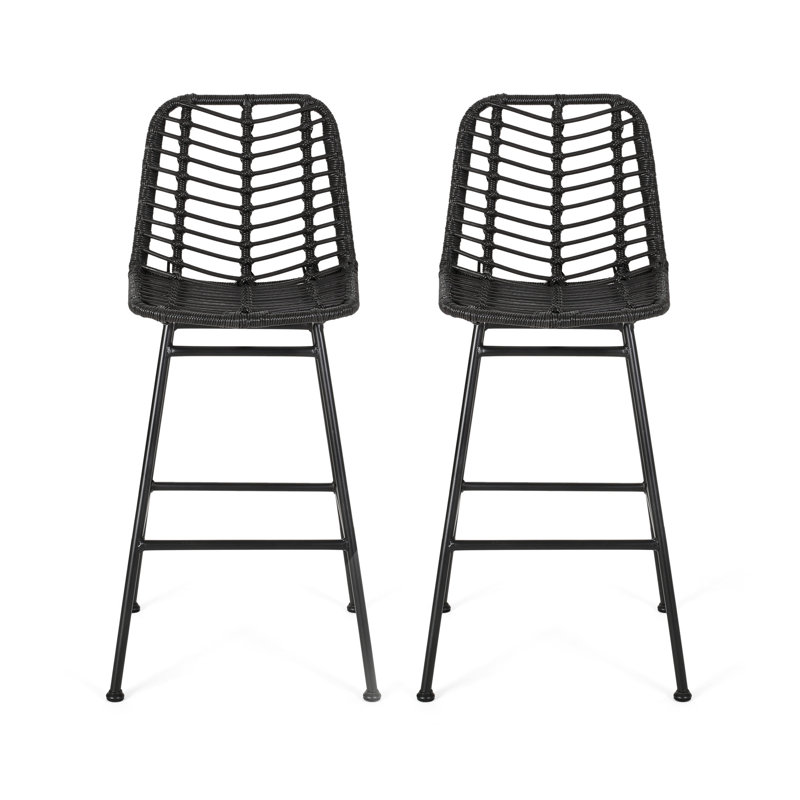 De 2 tabourets d'extérieur modernes - siège, structure en fer, siège d'une hauteur de 28,75 po, assemblage requis (2)