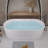 59"Linear Acrylicfreestanding Bathtub Stand Alone Soaker Tub, Glossy White Acrylic, Pop-Up Chrome Drain