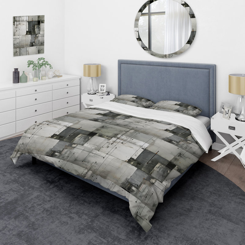 Ensemble de housse de couette géométrique Industrial Tranquility - Microfibre polyester