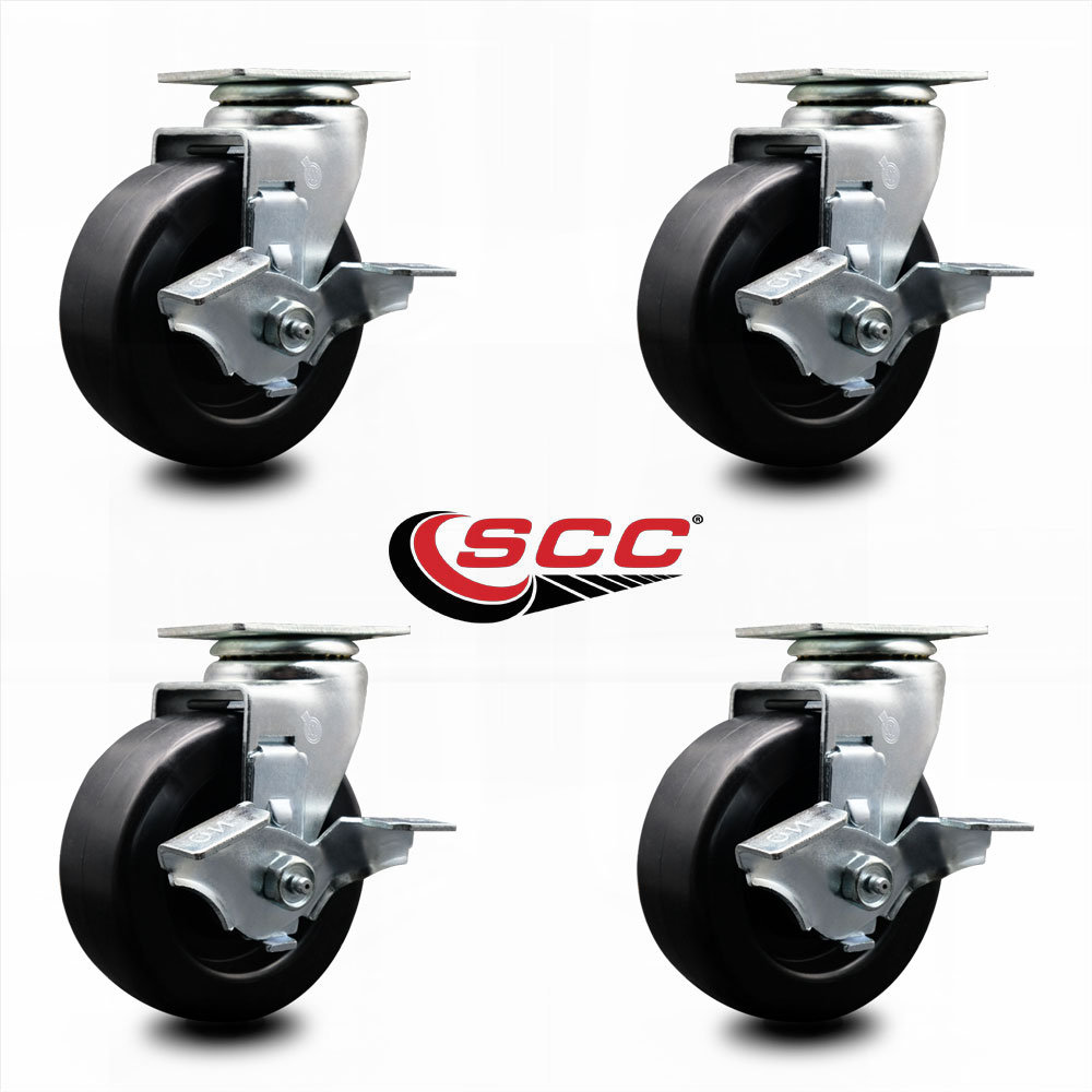 Service Caster Tool Box Caster Wheel Set 5 Inch Polyolefin Swivel