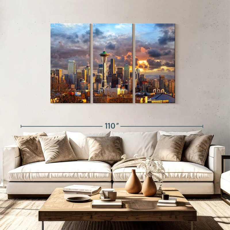 Nicci Seattle, ciel coucher de soleil, H 48 po x l 74 po