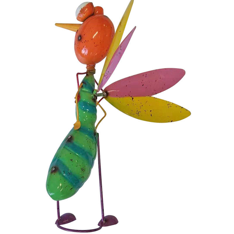 Statue de jardin d'insectes en métal émaillé