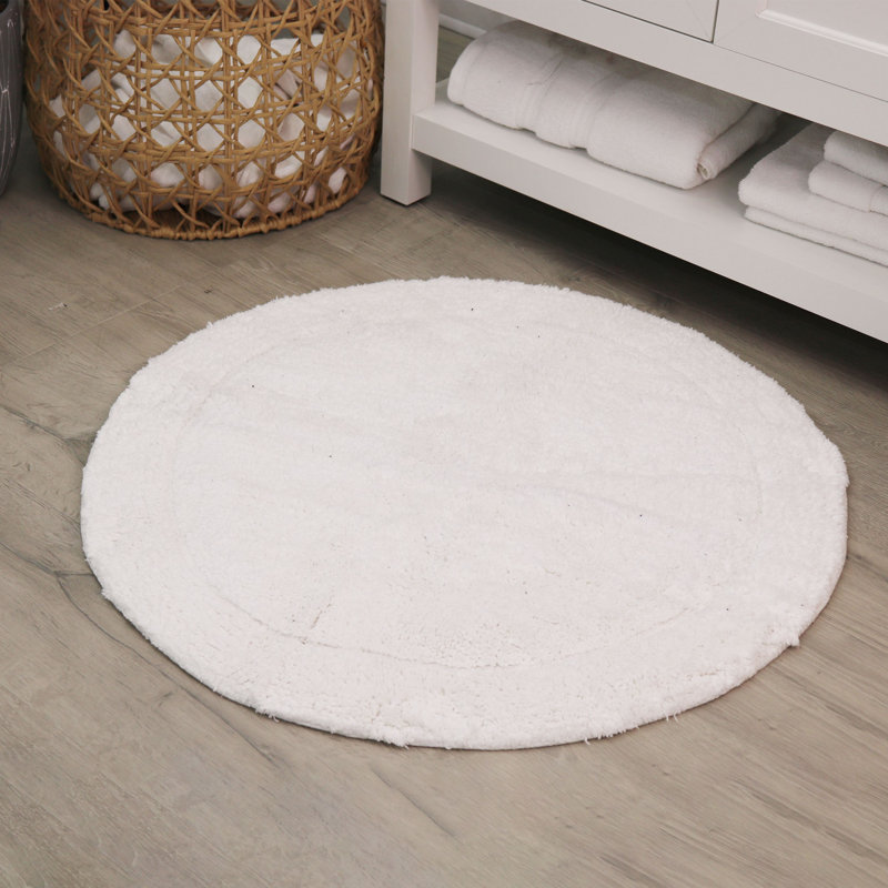 Tapis de salle de bain, Blanc, Rond 30 po