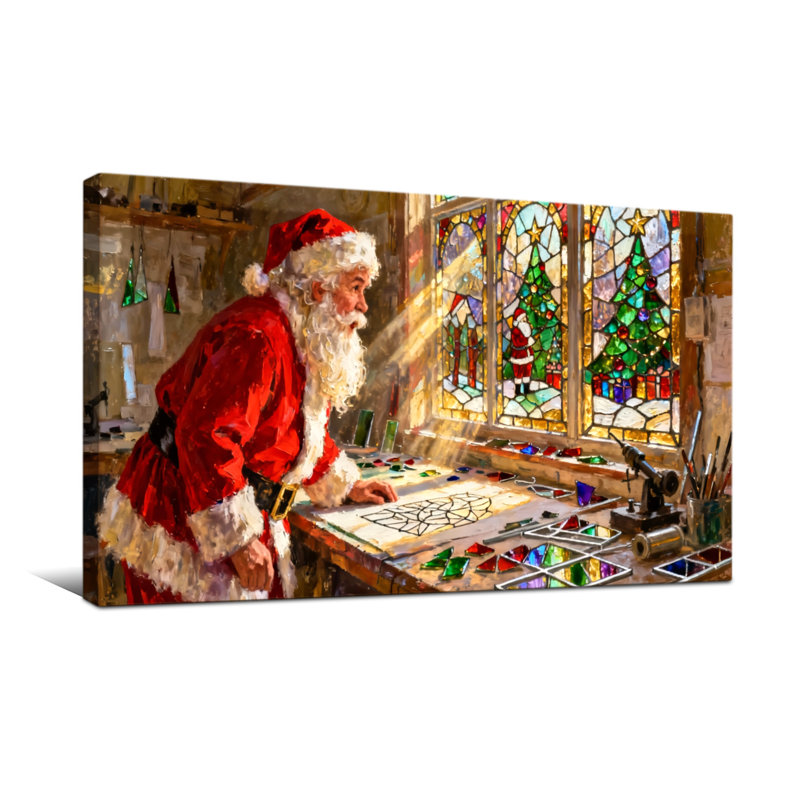 Art de Noël vitrail de Noël, H 16 po x l 32 po