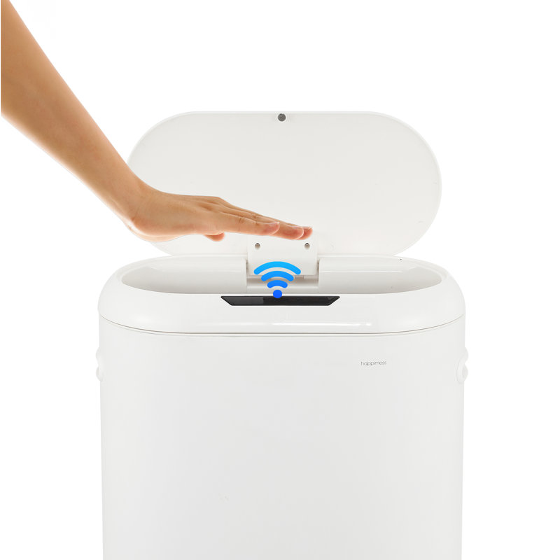 Poubelle à capteur de mouvement Robo, Blanc coton