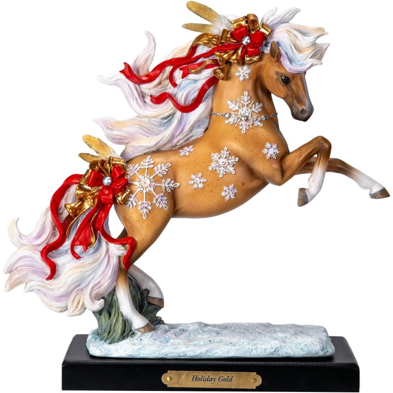 Figurine décorative de Noël cheval de Noël or par Laurie Prindle