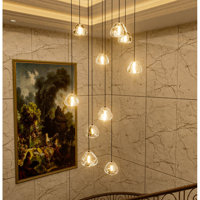 Luminaire à DEL 10 lumières à plafonnier haut à intensité variable, Nickel brossé