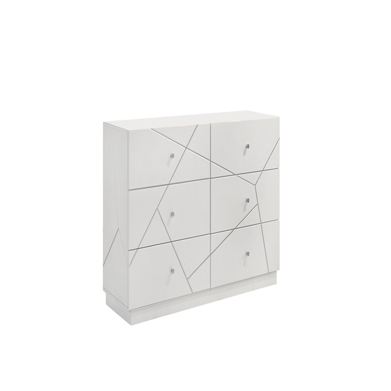 Commode - Design géométrique avec finition laquée et tiroirs doublés de velours rouge pour les chambres à coucher modernes