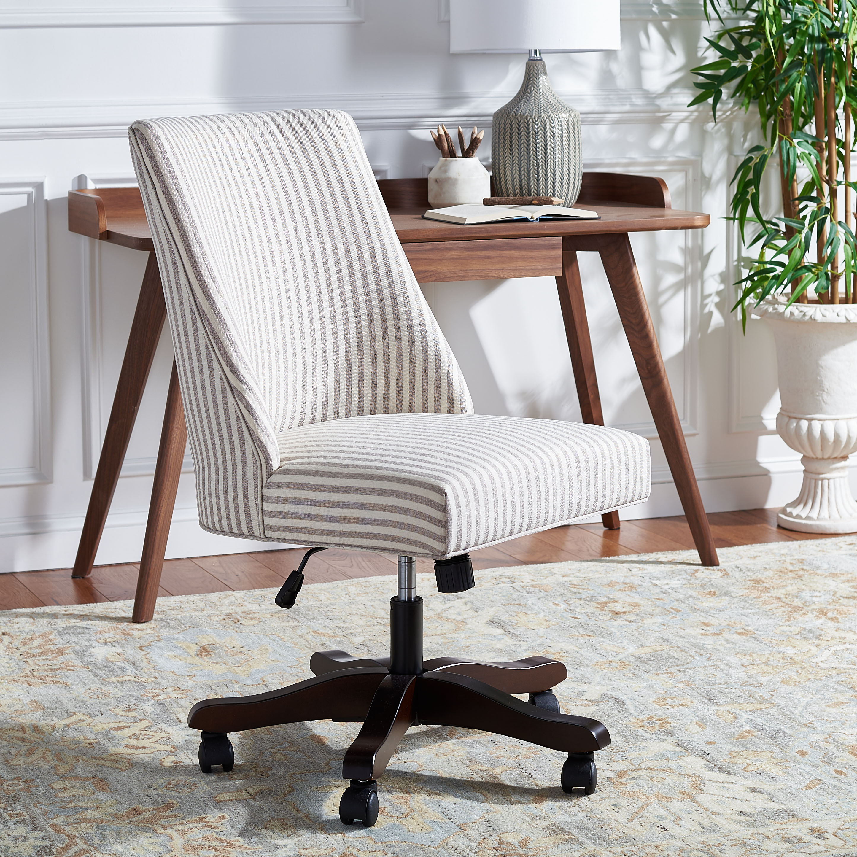 Crisolina Office Task Chair With Rattan Back Height-adjustable