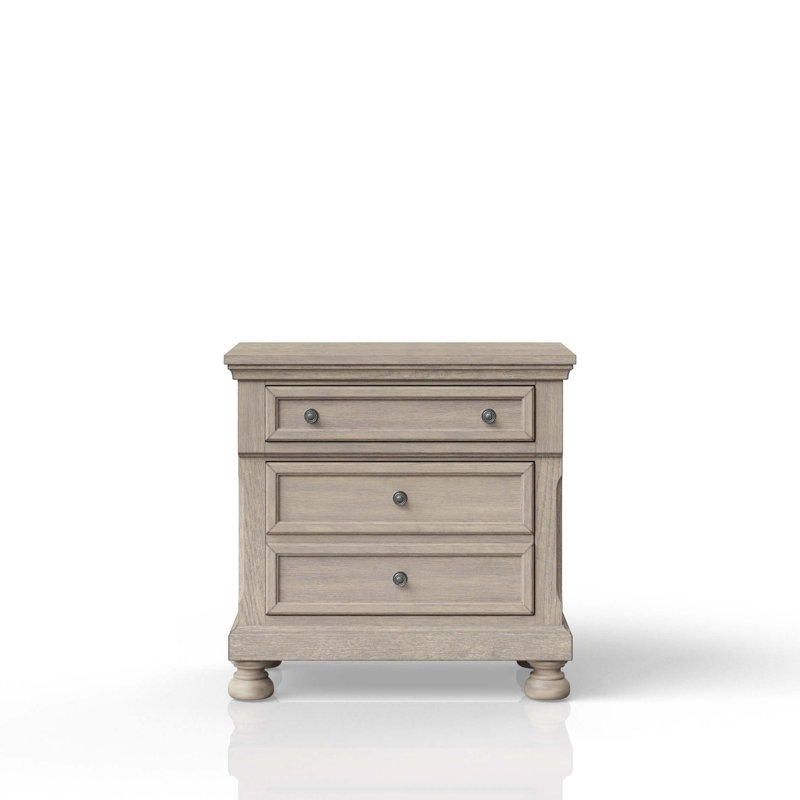 Table de chevet deux tiroirs gris antique