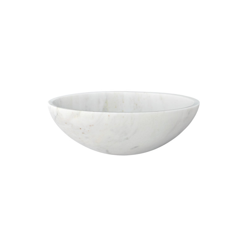 White Natural Marble Bathroom Vessel Sink, White