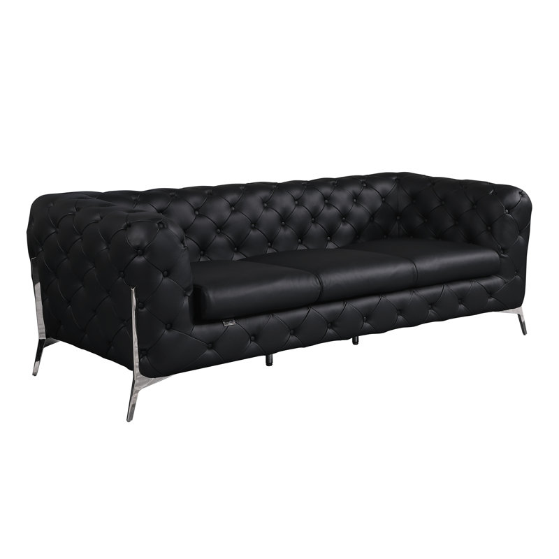 Canapé 100% cuir italien Top Grain, Noir