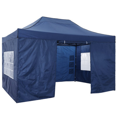 15 Ft. W x 10 Ft. D Folding Gazebo, 3 x 4.5 m, Waterproof, Stable, Outdoor, Garden Party Tent, UV Protection 50+, with 4 Side Panels