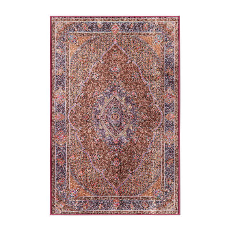 Tapis traditionnel rouge / bleu / orange, Rectangle 5 pi x 7 pi