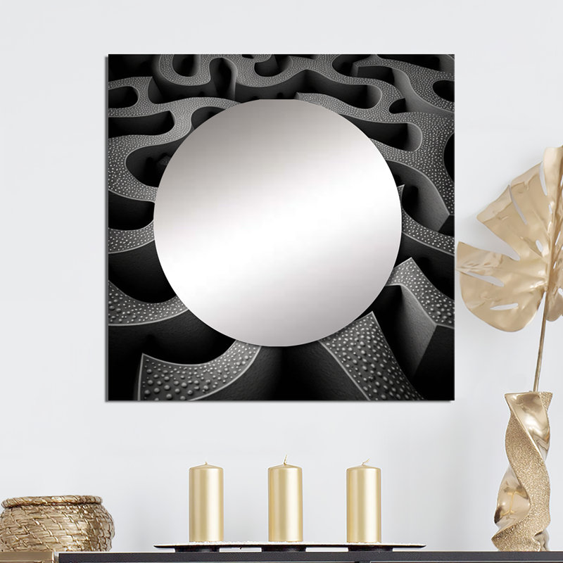 «Through The Rabbit Hole» - Art mural miroir carré de salon moderne géométrique, 23 po x 23 po