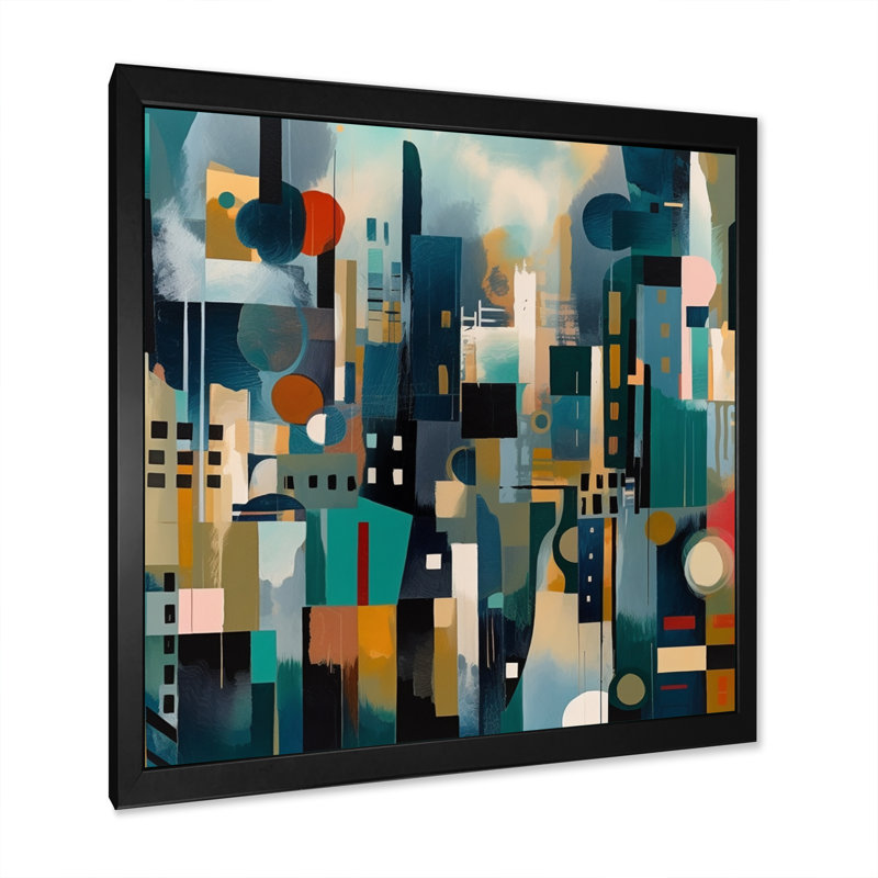 «Green Abstracted Scenic Views II - Abstract Landscape Wall Art Living Room», Cadre photo noir, H 16 po x l 16 po x P 1 po