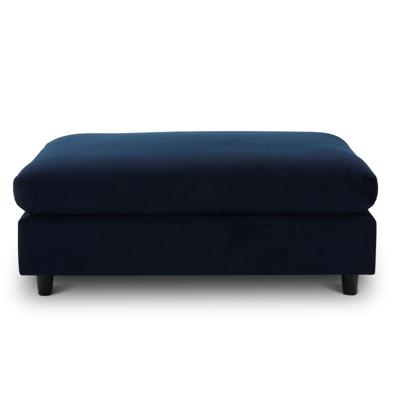 Repose-pieds rectangulaire rembourré 45 po Fleetwood, Velours performance indigo Haven